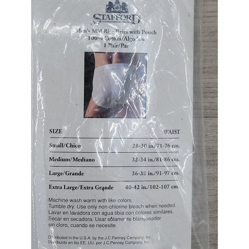 New Vintage Stafford JCPenney Mens S 28-30 Full Cut Briefs With Pouch NOS